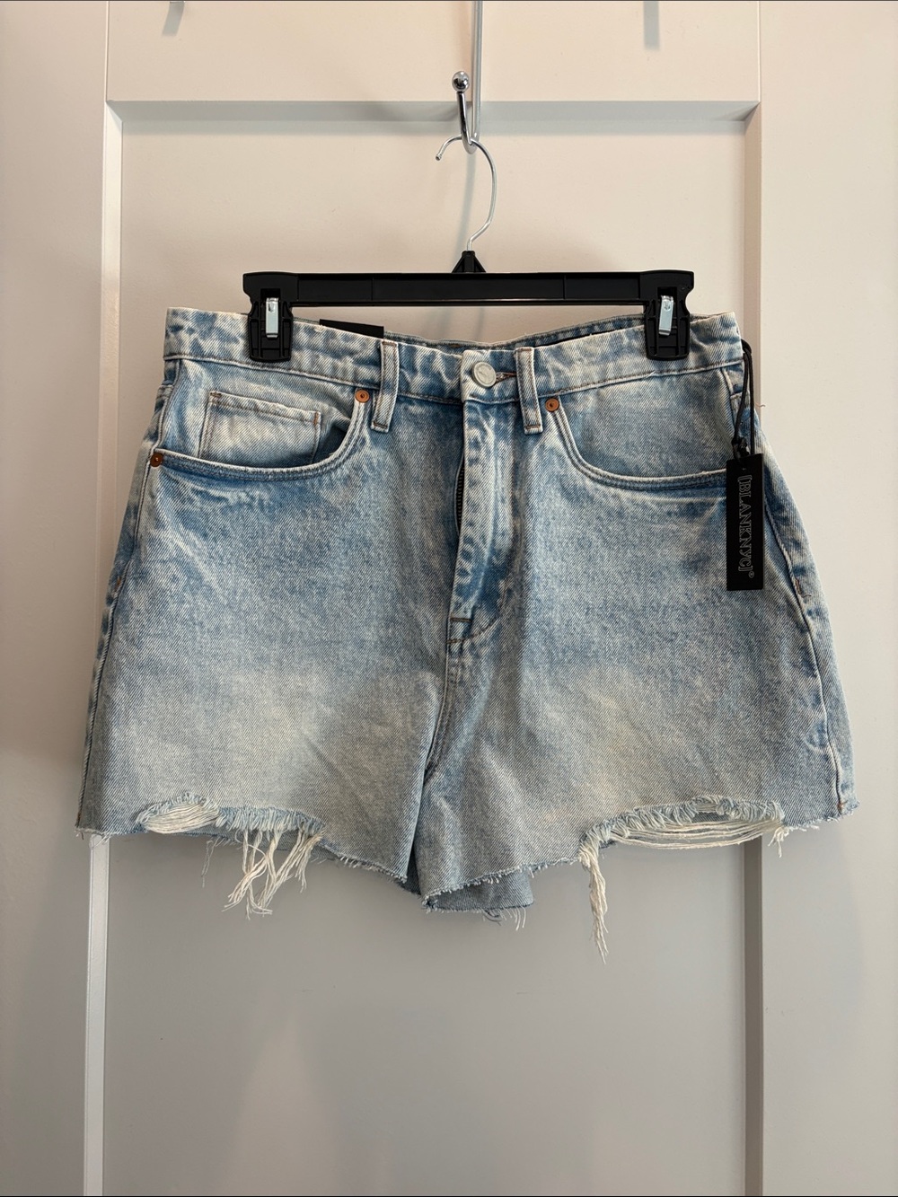 Blank NYC Blue Acid Wash High-Rise Cutoff Denim Shorts